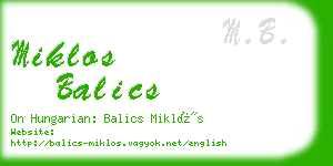 miklos balics business card